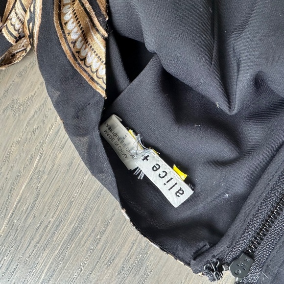 Alice + Olivia DITA Black Gold Spring Paisley Maxi Dress Halter Belt - Size 2 - Picture 7 of 12